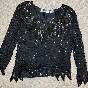 Mystique Boutique Black Sequin Blouse